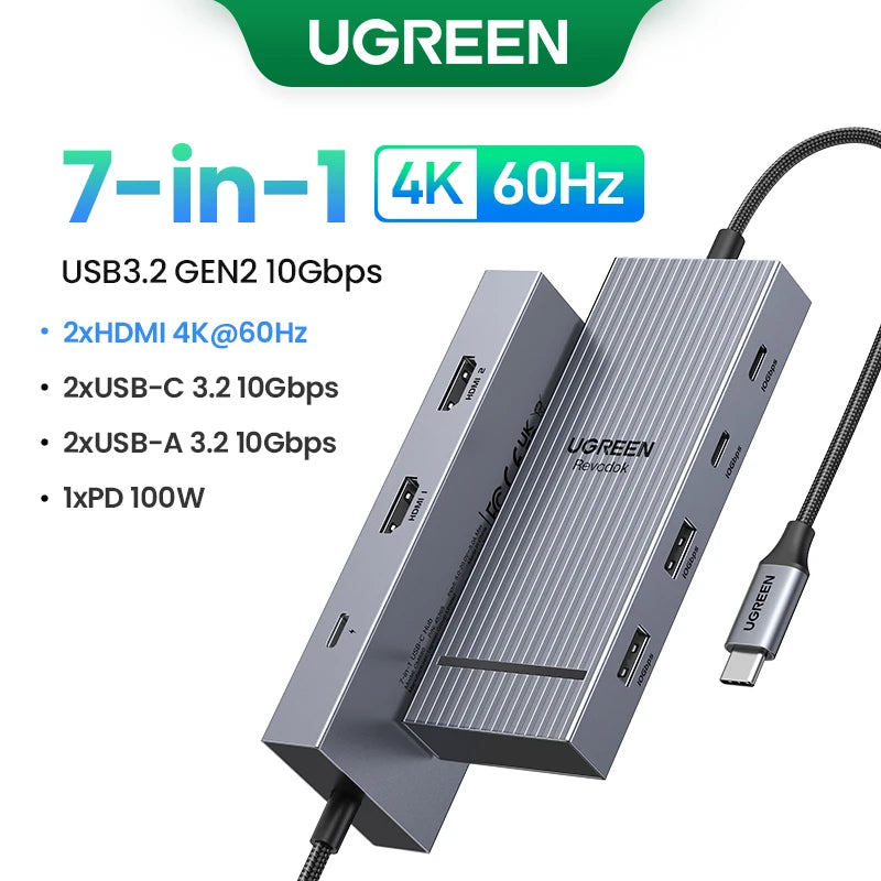 UGREEN USB C Hub 10Gbps 4K60Hz HDMI USB 3.2 PD 100W USB Splitter for Laptop, MacBook Pro/Air, iPad, Phone, Android Docking Station