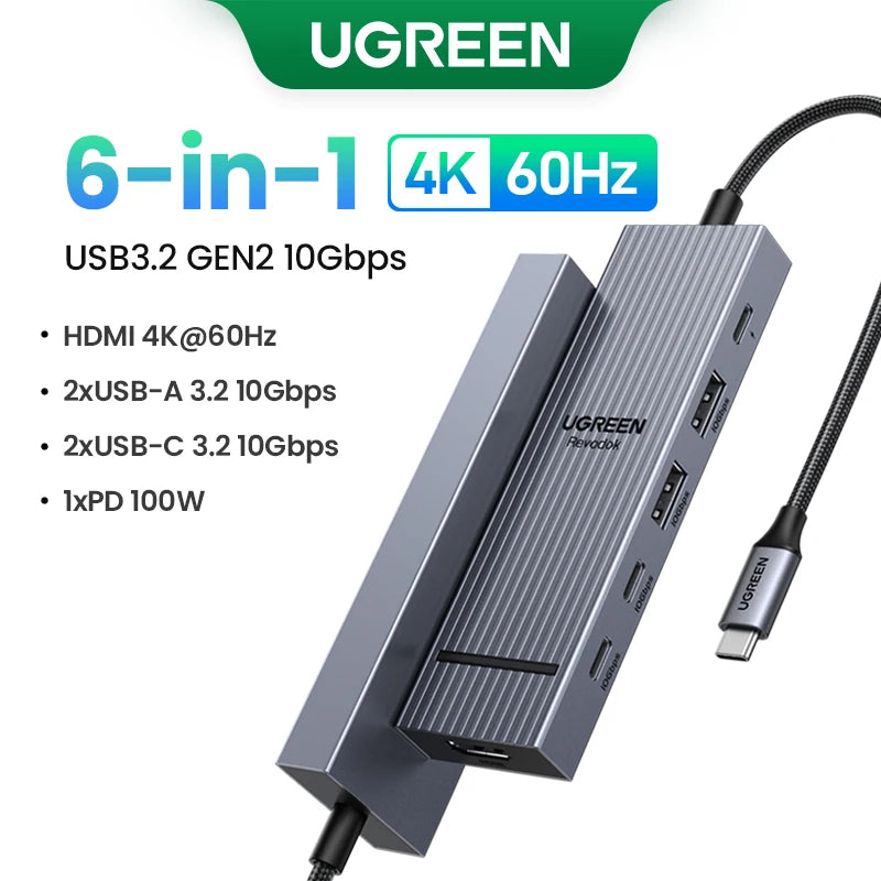 UGREEN USB C Hub 10Gbps 4K60Hz HDMI USB 3.2 PD 100W USB Splitter for Laptop, MacBook Pro/Air, iPad, Phone, Android Docking Station