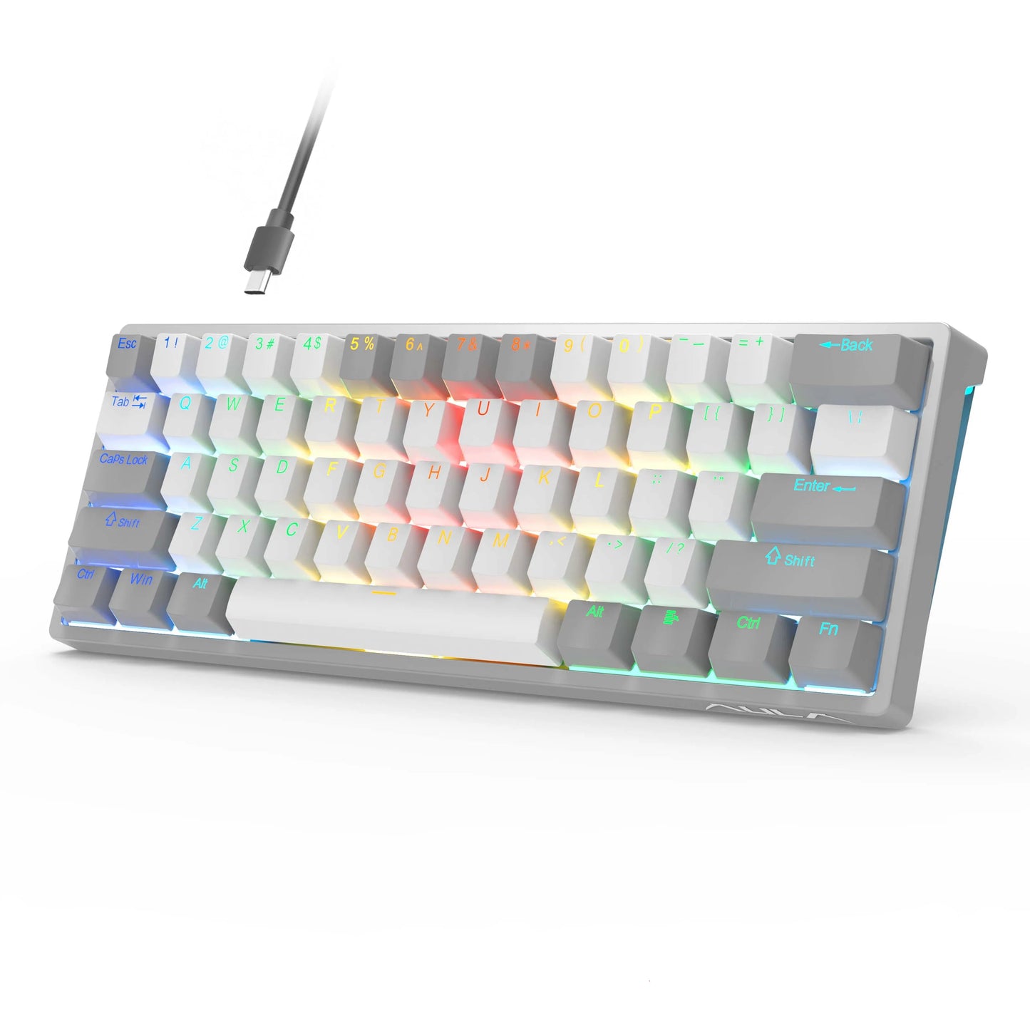 AULA 60% Compact RGB Mechanical Gaming Keyboard – Hot-Swappable Brown Switches, USB Wired for PC & Laptop