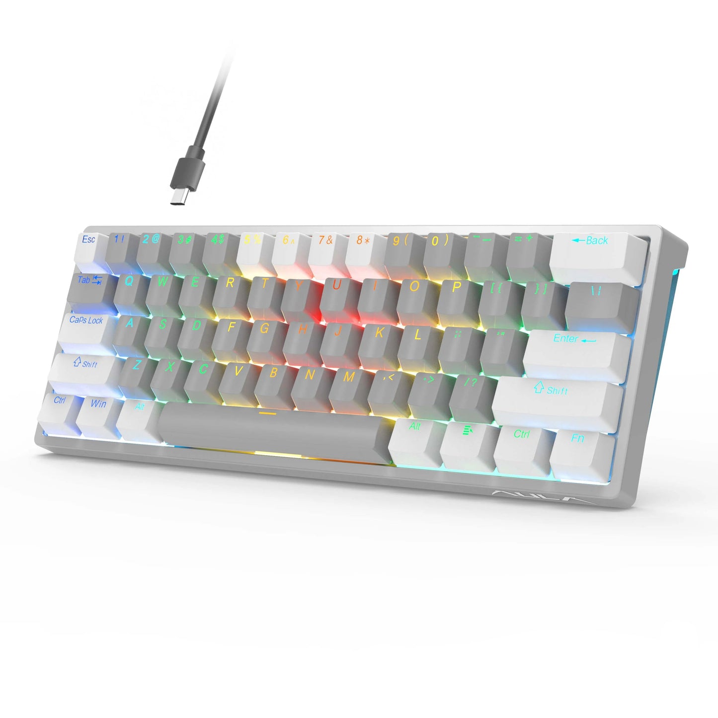 AULA 60% Compact RGB Mechanical Gaming Keyboard – Hot-Swappable Brown Switches, USB Wired for PC & Laptop